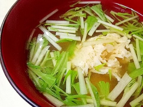 ふんわりあったか 卵の水菜スープ